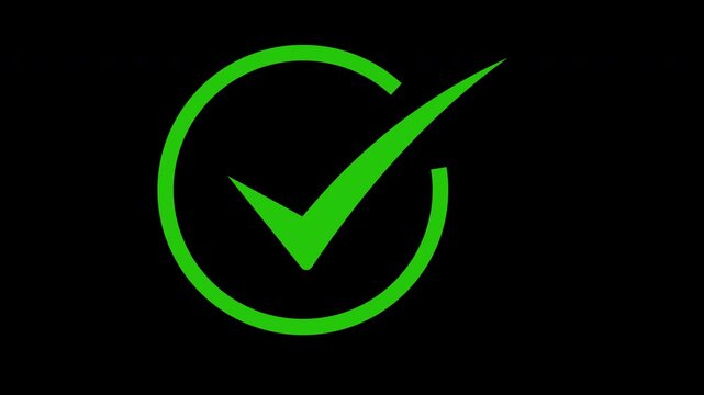 Green checkmark animation loop: success, approval, and task completion