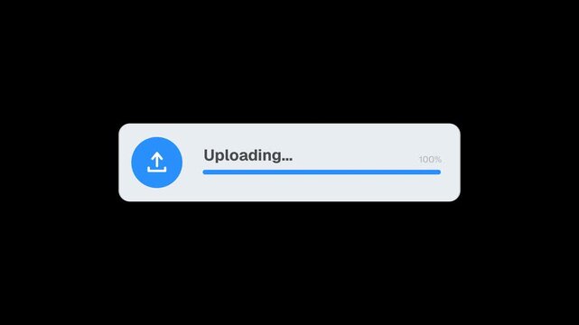 ZIP File Upload   Interface Animation  with Progress Bar and Success Checkmark. Transparent background, 4K resolution.