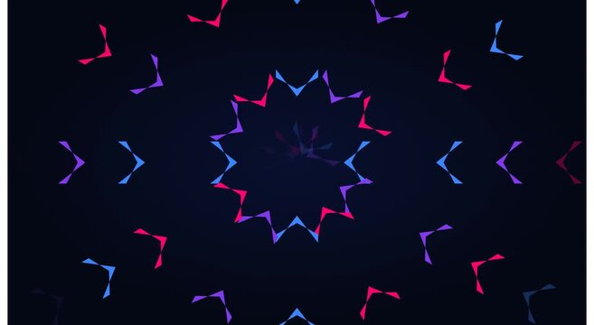 Abstract neon geometric kaleidoscope motion animation background loop