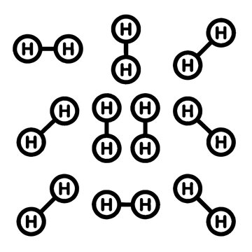 Set of hydrogen molecule icons with H atom symbols.