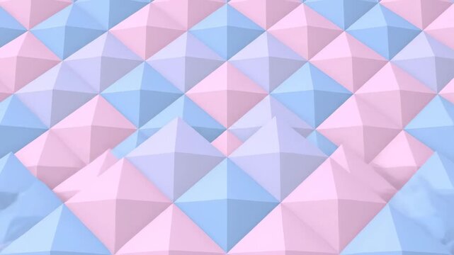 A pastel-colored abstract graphic featuring a repeating pattern of three-dimensional geometric shapes