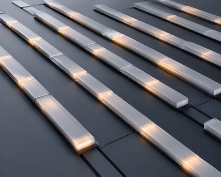 Minimalist Product View of Frosted Polymer Logic Rails Arranged in Parallel Rows over a Clean Light Gray Surface