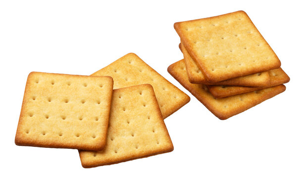 Delicious crispy crackers, isolated on cutout transparent background