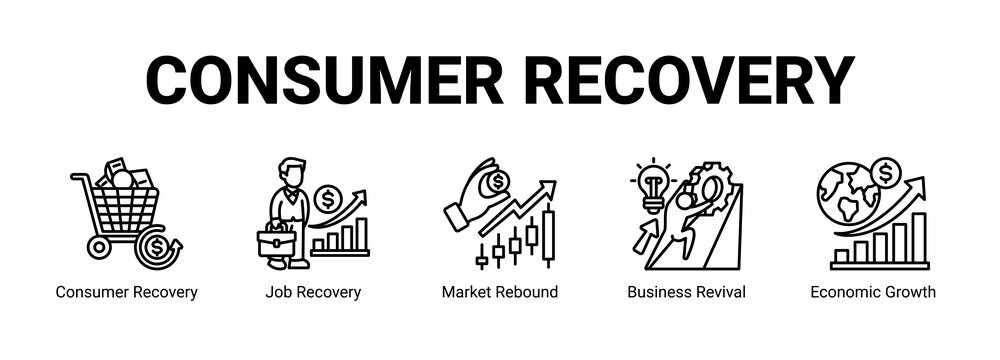 Consumer Recovery web banner icon concept, with Consumer Recovery, Job Recovery, Market Rebound, Business Revival.