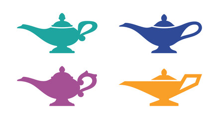magic lamp silhouettes colorful vector illustration on white background © Sundorbon