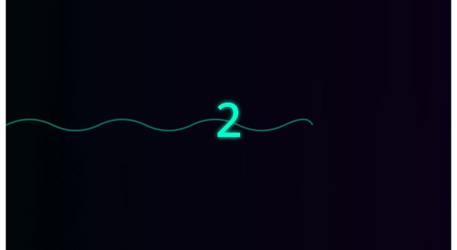 Neon countdown timer with glowing wave line for digital intro animation