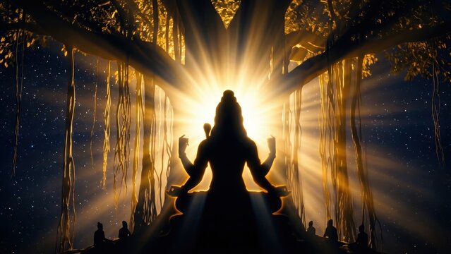Cosmic Dakshinamurthy Silhouette &ndash; Eternal Adi Guru