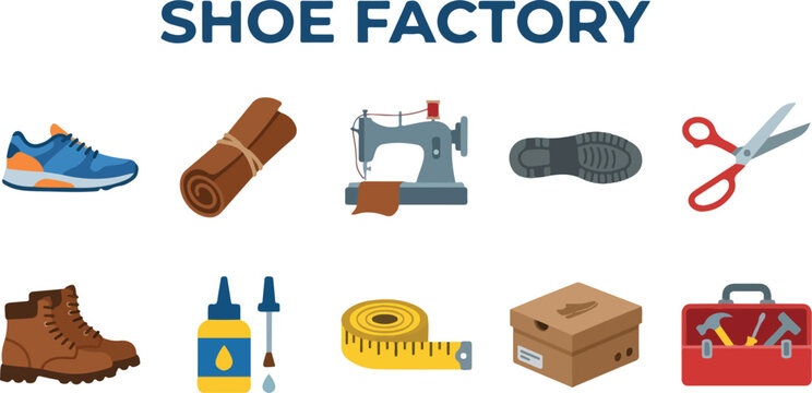 Shoe Factory Tools and Footwear Production Elements for Shoemaking Industry