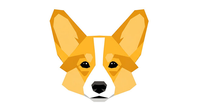 Low poly illustration of a corgi dog head, geometric vector portrait of a pembroke welsh corgi