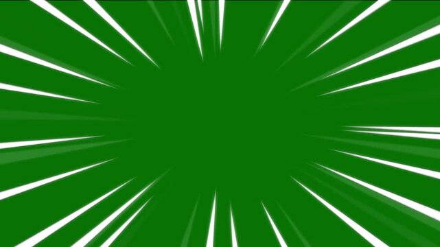 Bright anime speed lines animation, Dynamic black and white comic speed lines inspired by Japanese anime, Fast motion effect, Fast speed lines loop animation overlay, green screen background. 4k
