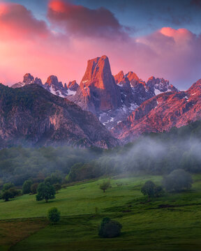 Dramatic View of Naranjo de Bulnes (Picu Urriellu) at Sunrise, Asturias