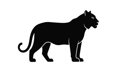 Black panther standing in profile a striking animal silhouette against a white background silhouette high quality professional detailed modern elegant stylish clean crisp vibrant © Lsg 21
