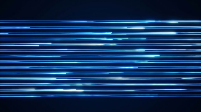 Abstract Horizontal Glowing Light Streaks Background for High Speed Data Transfer and Technology