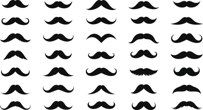Black mustache styles collection vector icons Vector