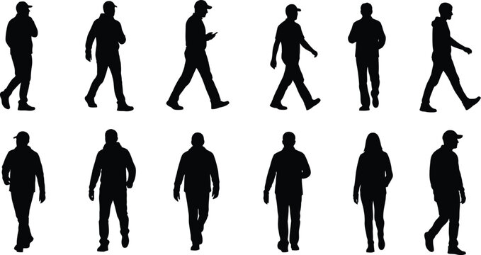 People walking and standing silhouettes Vector