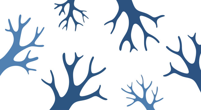 Blue Branching Structures on White Background