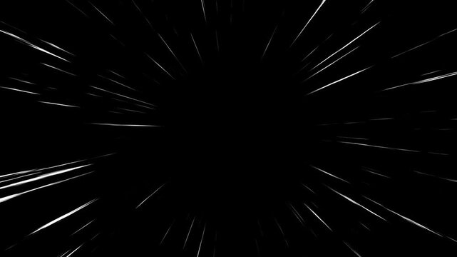 Dynamic Abstract black screen Background Animation with Radial Burst Lines, Comic Action High Velocity Animation, Fast speed lines loop animation overlay, Social Media Clips. 4k video