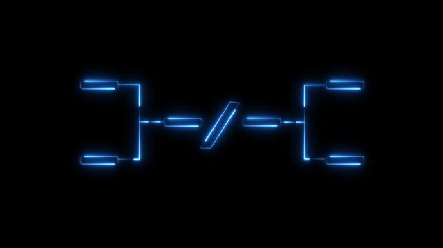 Neon blue digital hud interface bracket for tech ui