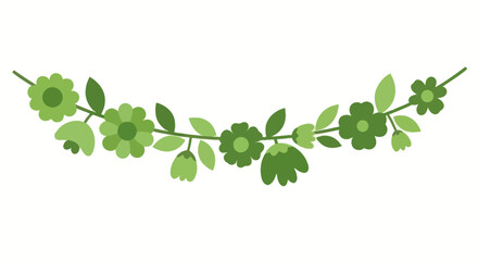 Green Floral Garland Border Design Element © Keh