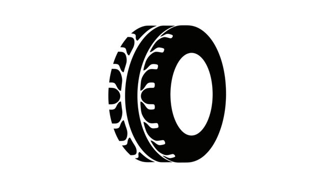 Black Tire Icon Isolated on White Background
