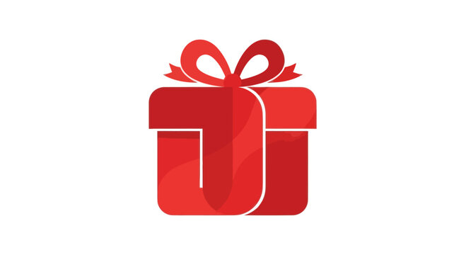 Red Gift Box with Ribbon Isolated on White Background