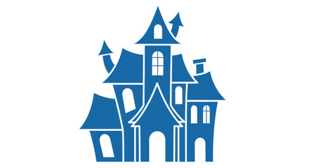Obraz premium Spooky Blue Haunted House Icon Isolated on White