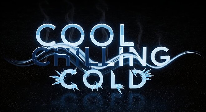 Glowing Cool Chilling Cold Text Displayed on Dark Frosty Background