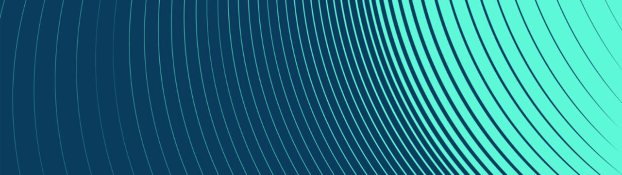 Futuristic blue cyan background features abstract curved lines with a smooth gradient, Minimal geometric wave pattern with transition effect creates tech cyber stripe texture for modern banners