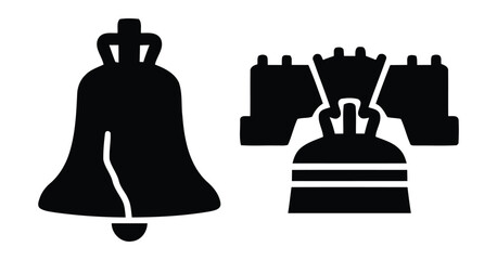 bell and castle silhouettes on a white background simple black graphic elements © ROBIN