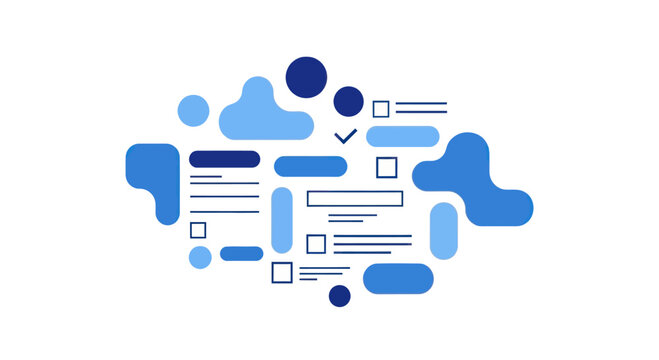 Abstract Blue Shapes with Checklist Elements