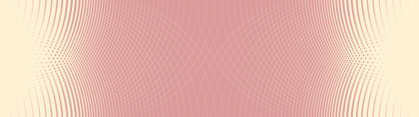 Naklejka na ściany i meble Dusty pink and cream background features symmetrical curved geometric grid mesh, Abstract elegant moire diagonal crossing lines pattern creates smooth halftone transition and dynamic optic texture