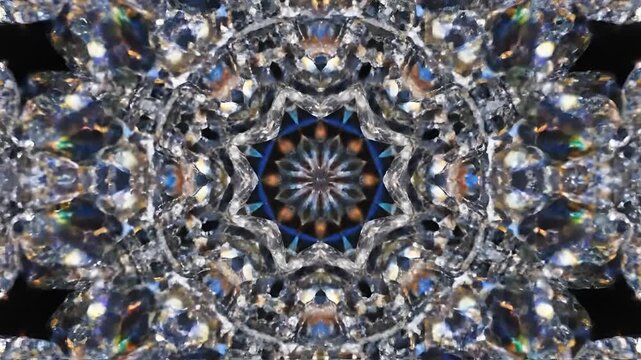 Abstract Kaleidoscopic Diamond Sparkle Pattern.