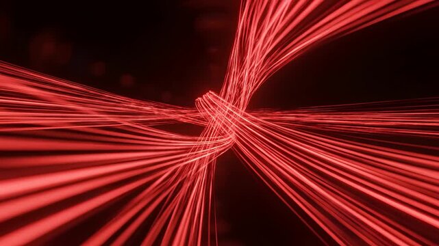 Abstract Red Light Trails Tunnel Motion Background.