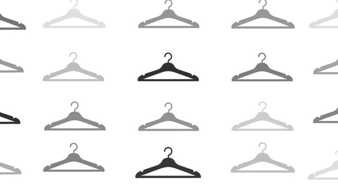 Seamless Pattern of Clothes Hangers in Grayscale