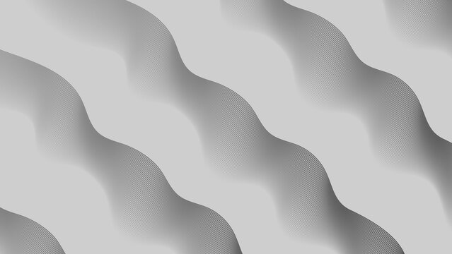 Abstract grey background featuring smooth, undulating waves composed of fine, parallel lines. The linear pattern creates a sophisticated gradient effect