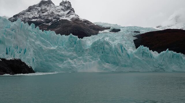 Ice Calving from Spegazzini Glacier into Lago Argentino in Patagonia