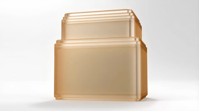 3D animation of a cosmetic jar filling with cream on a white background