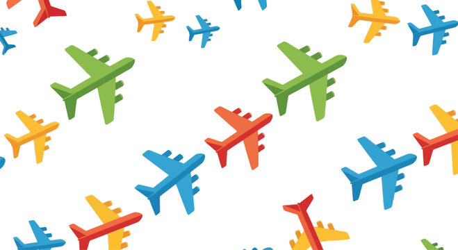 Colorful Airplane Pattern Seamless Background