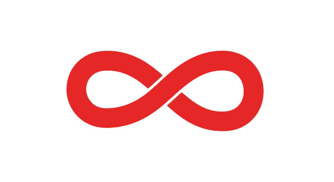 Red Infinity Symbol Isolated on White Background