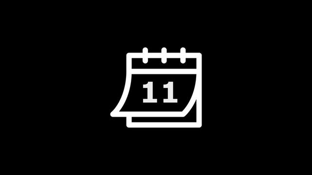 White calendar with the number eleven on a black background for time management and scheduling concepts