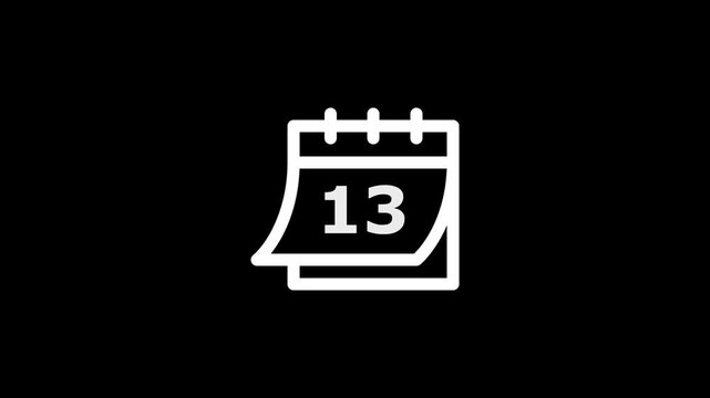White calendar with the number thirteen on a black background for time management and scheduling concepts