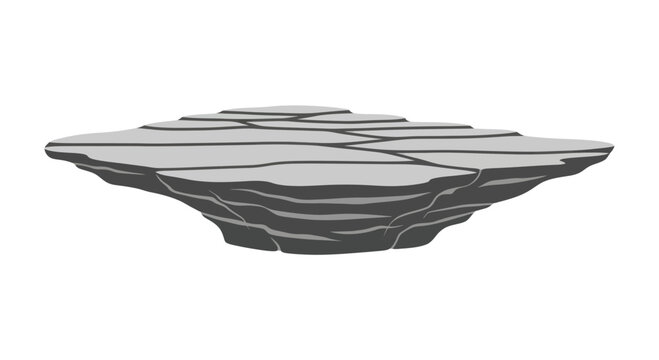 Layered Rock Formation Isolated on White Background
