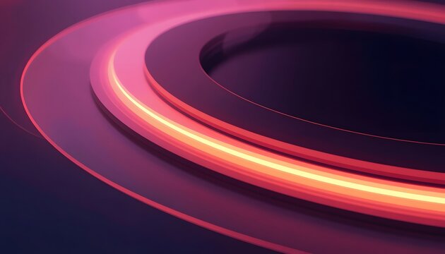 Futuristic abstract composition with layered ambient rings in red and purple hues