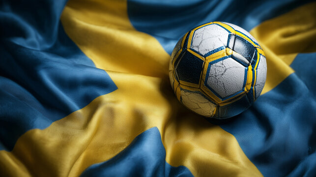 sweden football nation. swedish flag waving with soccer ball