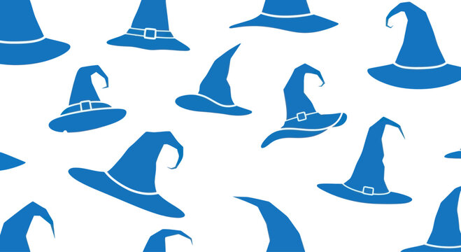 Blue Witch Hats Pattern Seamless Background