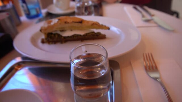 Traditional Turkish Coffee with Cheese Baklava and Authentic Turkish Dessert Served in Classic Cafe Atmosphere