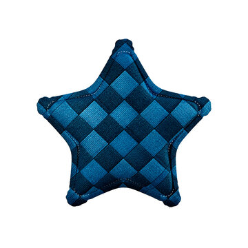 Blue Navy Plaid Fabric Star 3D Icon Festa Junina Brazil