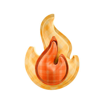Plaid Fabric Fire Flame 3D Icon Festa Junina Brazil