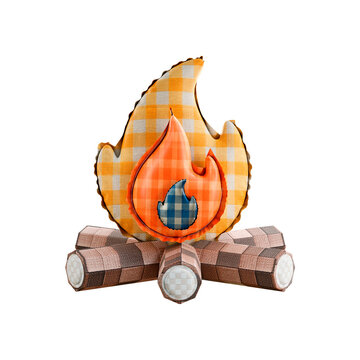 Plaid Fabric Campfire Bonfire 3D Scene Festa Junina Brazil