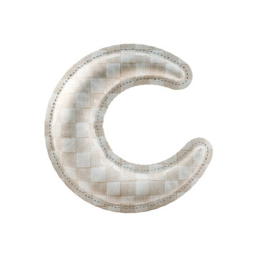 White Cream Plaid Fabric Crescent Moon 3D Icon Festa Junina